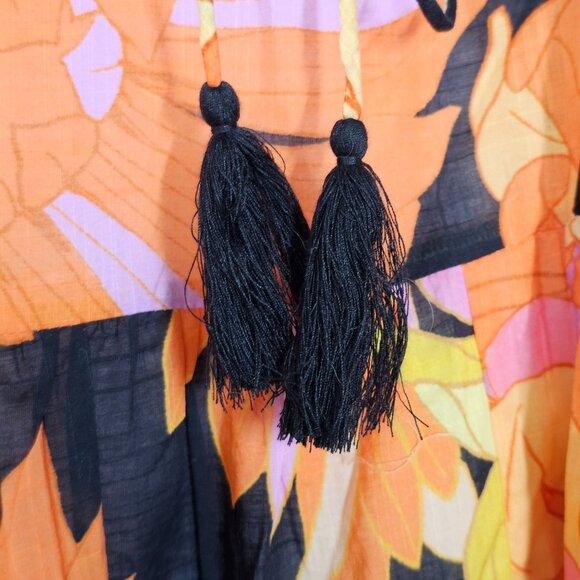 Seafolly Womens Floral Long Sleeve Palm Spring Tier Swing Dress Black S/M NWT - Picture 9 of 16